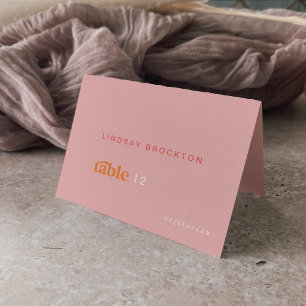 Retro Summer Pink Naranja Nombre Boda Tarjetas de