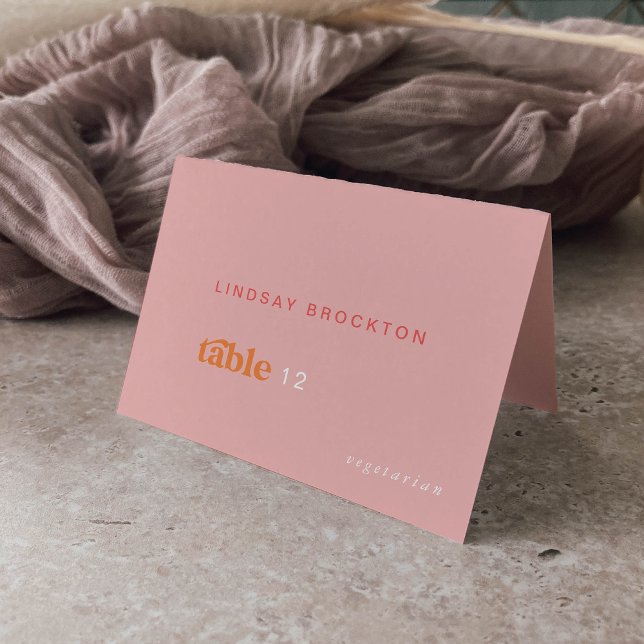 Retro Summer Pink Naranja Nombre Boda Tarjetas de  (Retro Summer Pink Orange Name Wedding Place Cards)