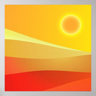 Retro Sun Mid Century Poster abstracto de arte mod