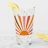 Retro Sun Rays Naranja de la puesta de sol rojo am