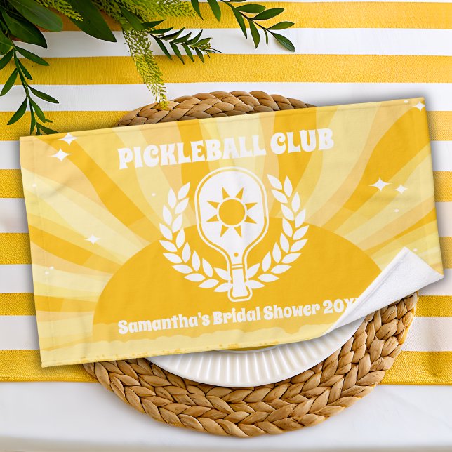 Retro Sunshine Pickleball Club Brillante Ducha (Hand Towel)