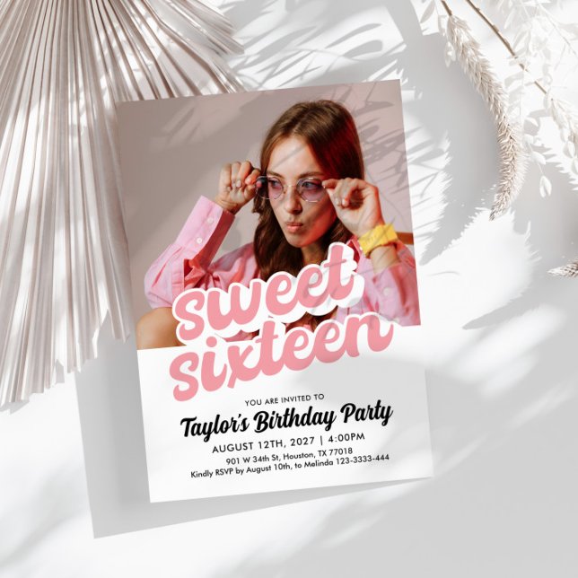 Retro Sweet 16 Invitación de cumpleaños (Subido por el creador)