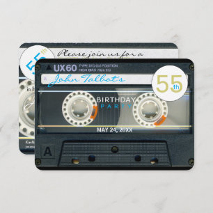 Retro T6 Audiotape 55 cumpleaños fiesta invitación
