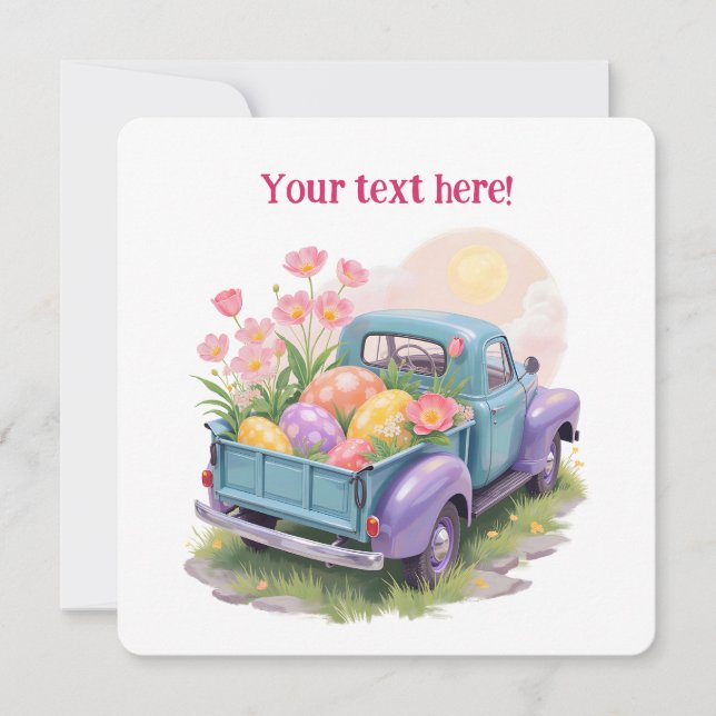 Retro Teal & Purple Truck with Easter Eggs (Anverso)
