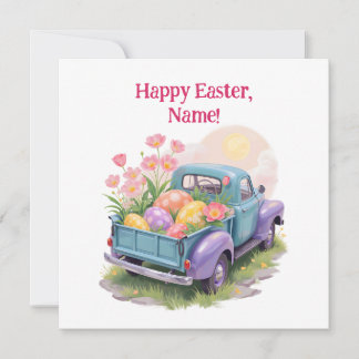 Retro Teal & Purple Truck with Easter Eggs