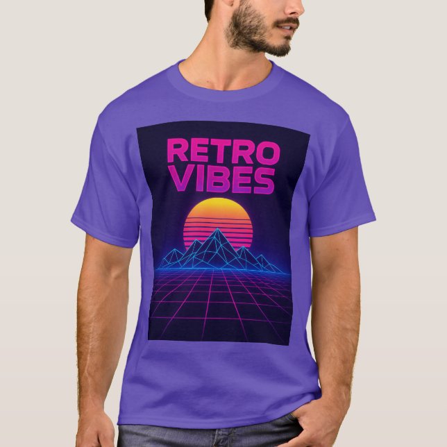 Retro Tech Vibes Neon Synthwave Design Camiseta (Anverso)