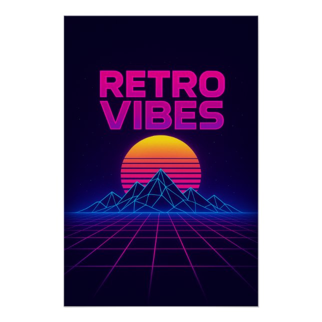 Retro Tech Vibes Neon Synthwave Design Poster (Anverso)
