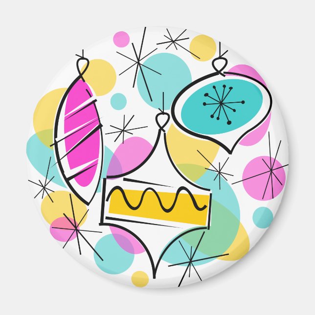 Retro Tree Baubles imanes (Frente)