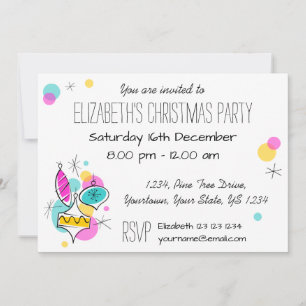 Retro Tree Baubles Multi Invitación