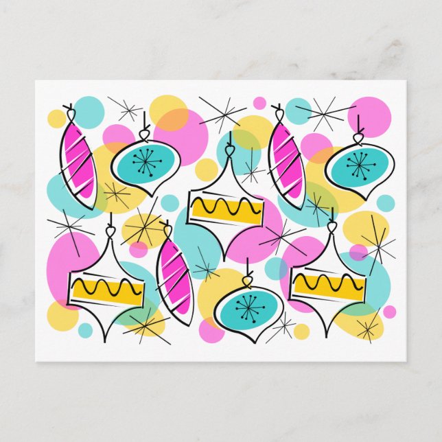 Retro Tree Baubles Multi postal (Anverso)