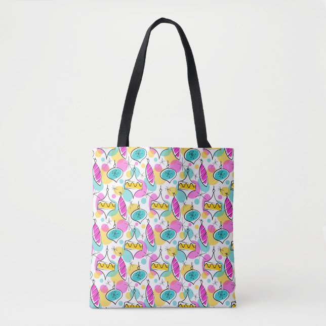 Retro Tree Baubles Multi totota bolsa turquesa hac (Anverso)