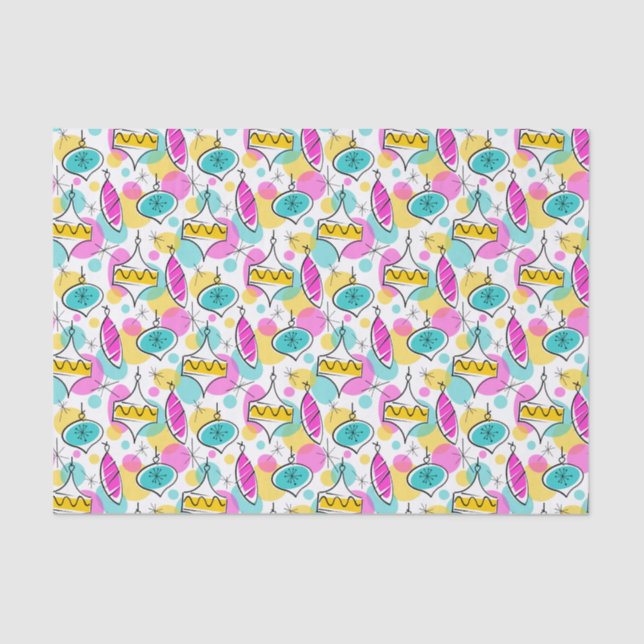 Retro Tree Baubles Papel multitejido (Anverso)