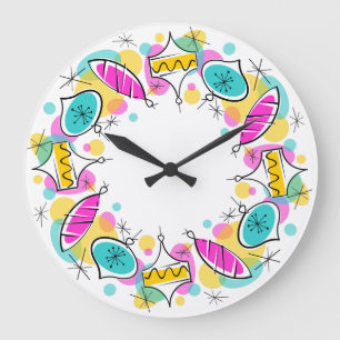Retro Tree Baubles reloj Circle