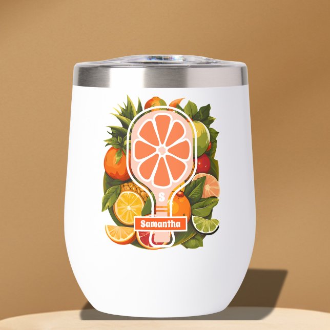 Retro Tropical Citrus Pickleball Brillante Ducha (Subido por el creador)