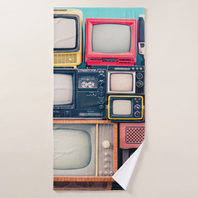 Retro TV receivers set from circa 60s, 70s and 80s (Toalla de baño)