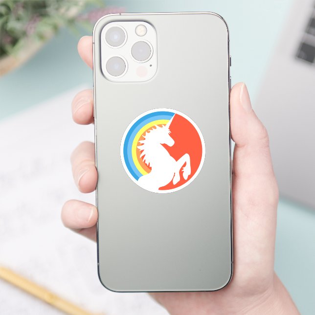 Retro Unicornio y Pegatina del vinílico arcoiris d (Teléfono)