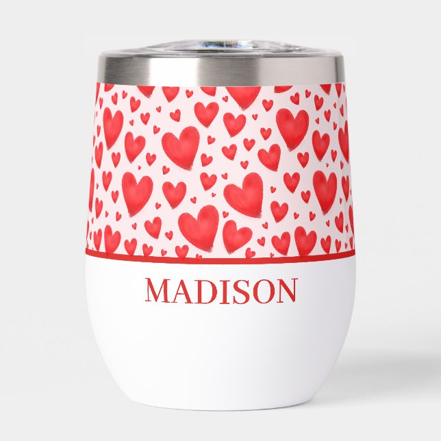 Retro Valentine Hearts Wedding Red Pink (Frente)