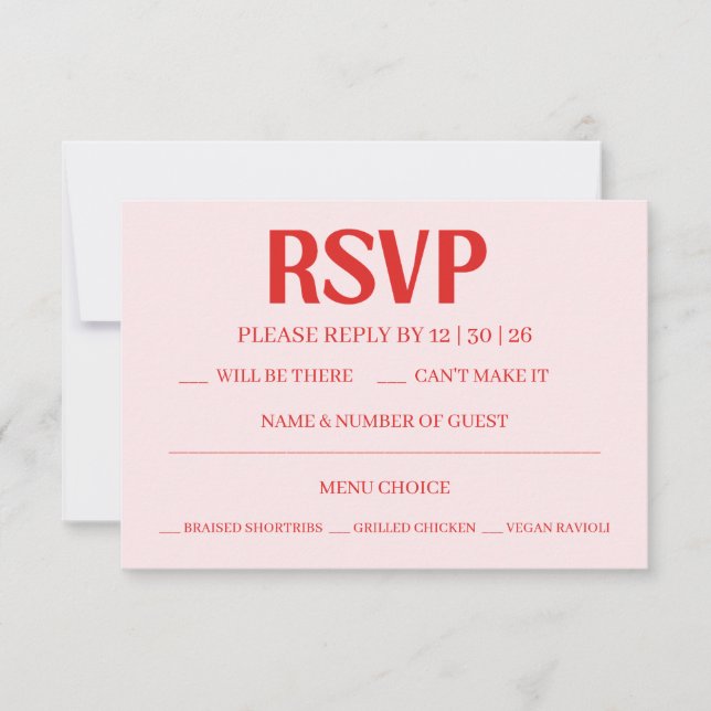 Retro Valentine's RSVP Wedding Reply Card (Anverso)