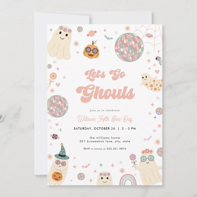 Retro Vamos Ghouls Invitación de cumpleaños de Hal (Anverso)