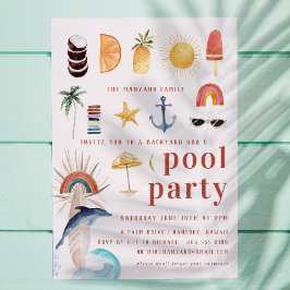 Retro Verano Surf | Invitación a Fiesta de Piscina
