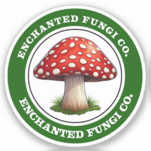 Retro Verde Amanita Muscaria Pegatina de hongos