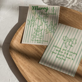 Retro Verde Árboles de Navidad Divertidos Lazo No 