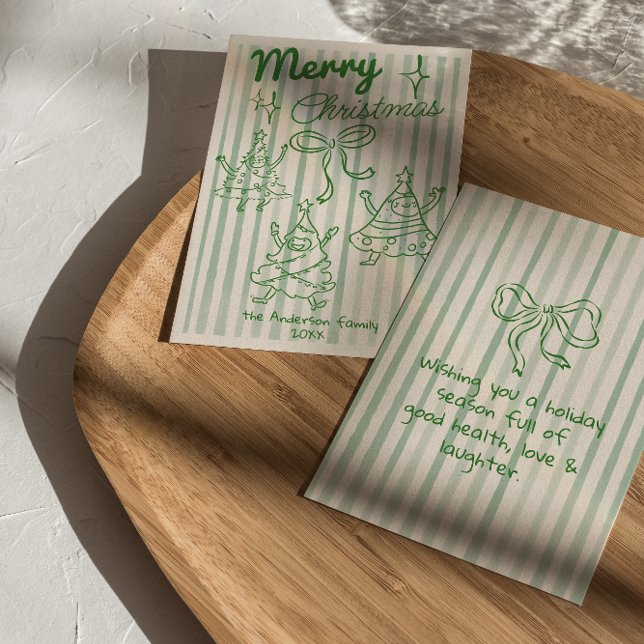 Retro Verde Árboles de Navidad Divertidos Lazo No  (Subido por el creador)