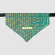 Retro Verde Azul Parche Floral Personalizado Media