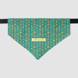 Retro Verde Azul Parche Floral Personalizado Media