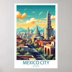 Retro Viaje Ciudad de México Destino Muro Arte