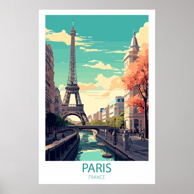 Retro Viaje París Francia Destino Muro arte (Frente)
