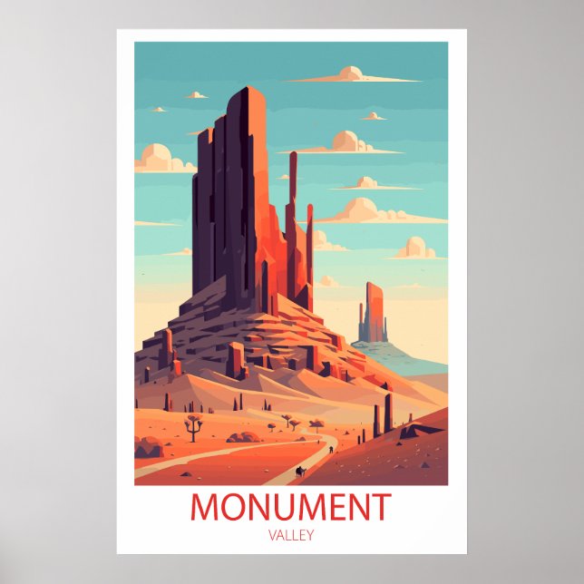 Retro Viajes Monumento Valle Destino Arte Pared (Frente)