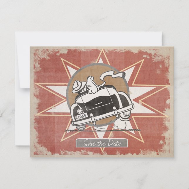 Retro Viejo Coche Guardar la Fecha Anuncio (Anverso)
