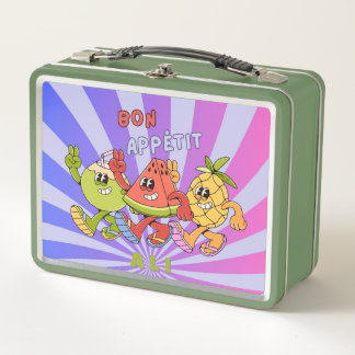 Retro Vintage Bon Appétit Fruit Trio dances Green