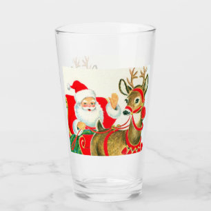 retro vintage Christmas Santa Reindeer