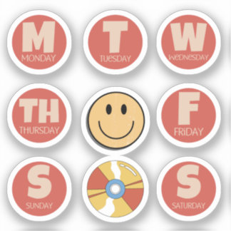 Retro, Vintage Days of the Week Pegatina Pack