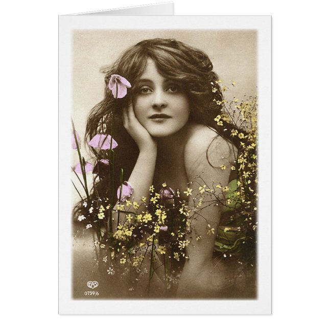 Retro Vintage Mujeres Victorianas Flower Girl (Frente)