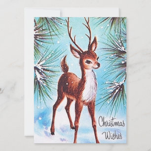Retro vintage Navidad ciervo agregar tarjeta de me
