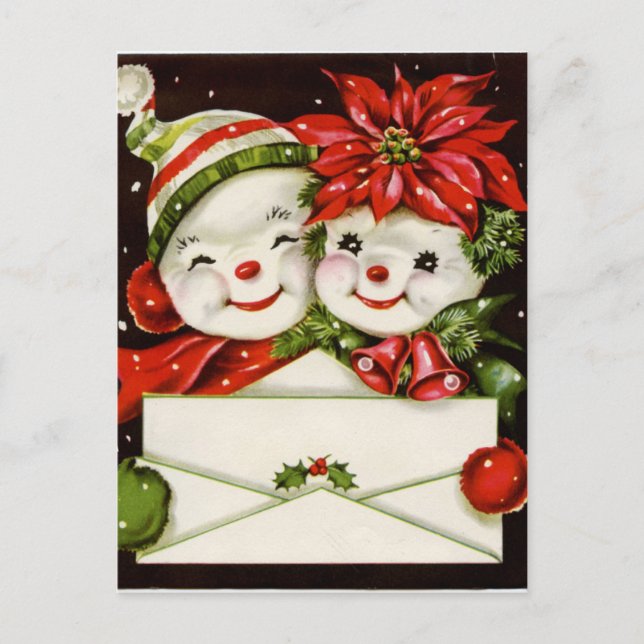 retro vintage navidad pareja de nieve (Anverso)