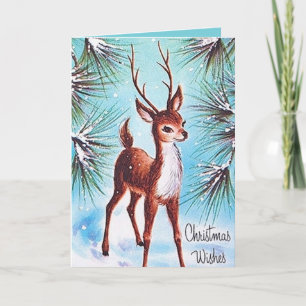 Retro vintage Navidad reno agregar tarjeta de mens
