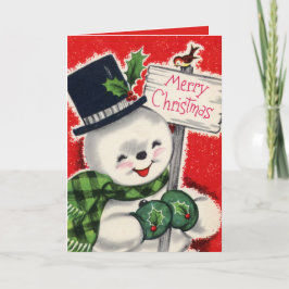 retro vintage navidad snowman agregar sentimiento