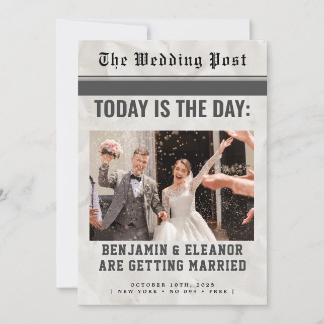 Retro Vintage Newspaper Wedding Invitation (Anverso)