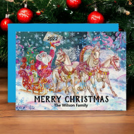 Retro Vintage Santa Trineo Navidad Merry Christmas