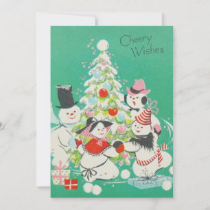 Retro Vintage Snowman en torno a navidad ferial