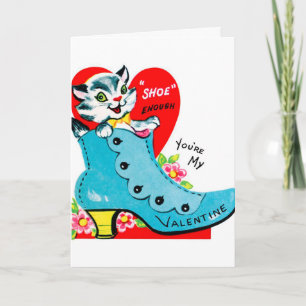 Retro Vintage Valentine cat añadir tarjeta de mens