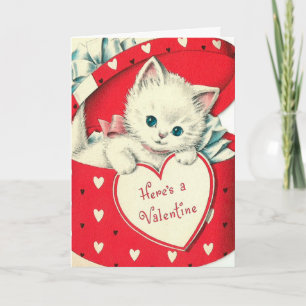 Retro Vintage Valentine cat añadir tarjeta de mens