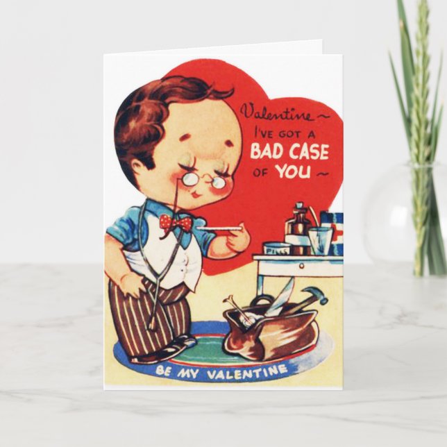 Retro Vintage Valentine Médica agrega tarjeta de m (Anverso)