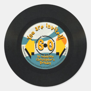 Retro Vinyl 60th Birthday Party R Pegatina