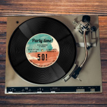 Retro Vinyl Grabación Música Invitación a fiesta d