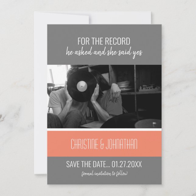 Retro Vinyl Record Flat Guardar la tarjeta de fech (Anverso)